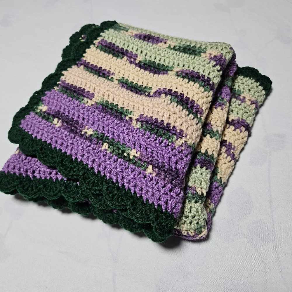 *New* Crochet afghan green purple baby throw blanket  app. 35